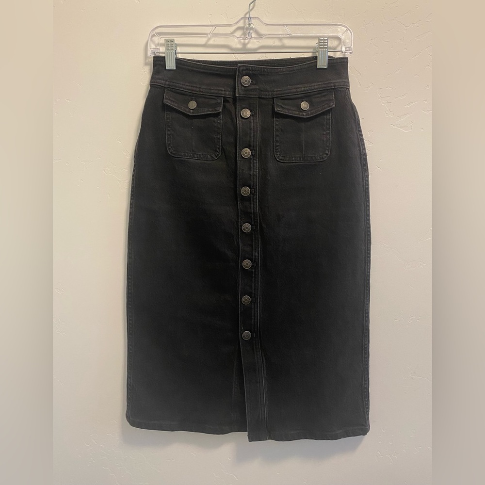 Madewell Black Denim Skirt, size 2